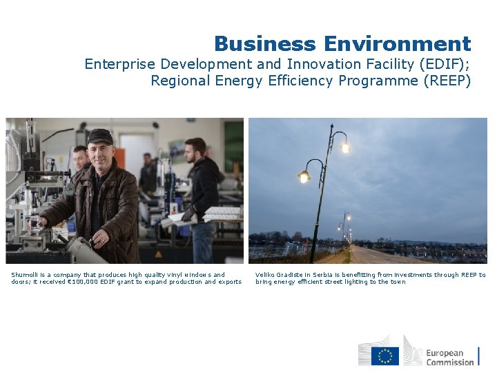 Business Environment Enterprise Development and Innovation Facility (EDIF); Regional Energy Efficiency Programme (REEP) Shumolli