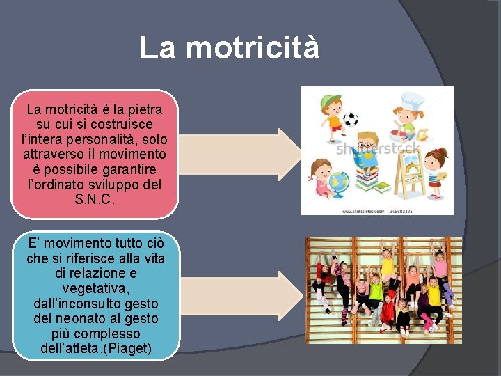 La motricità è la pietra su cui si costruisce l’intera personalità, solo attraverso il