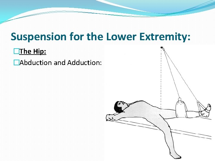 Suspension for the Lower Extremity: �The Hip: �Abduction and Adduction: 