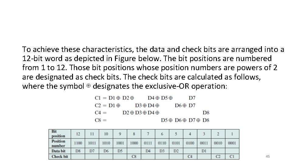 To achieve these characteristics, the data and check bits are arranged into a 12