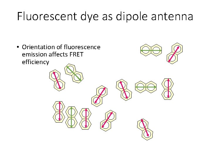 Fluorescent dye as dipole antenna • Orientation of fluorescence emission affects FRET efficiency 