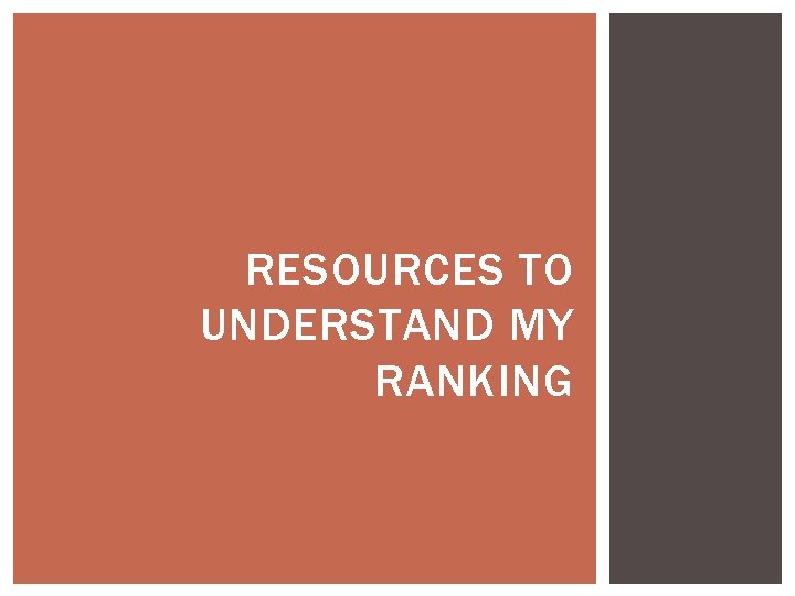 RESOURCES TO UNDERSTAND MY RANKING 