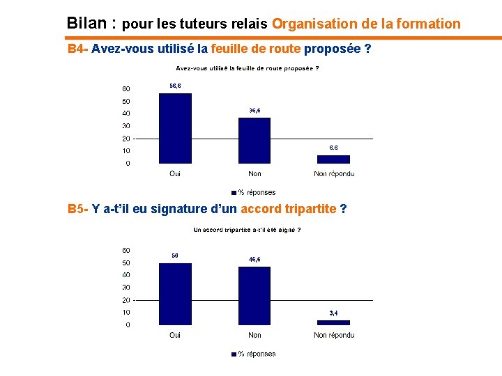 Bilan : pour les tuteurs relais Organisation de la formation B 4 - Avez-vous