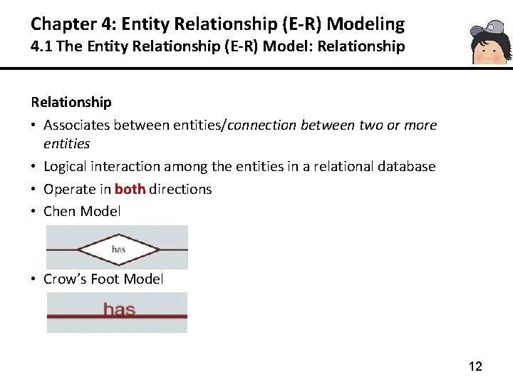 Chapter 4: Entity Relationship (E-R) Modeling 4. 1 The Entity Relationship (E-R) Model: Relationship