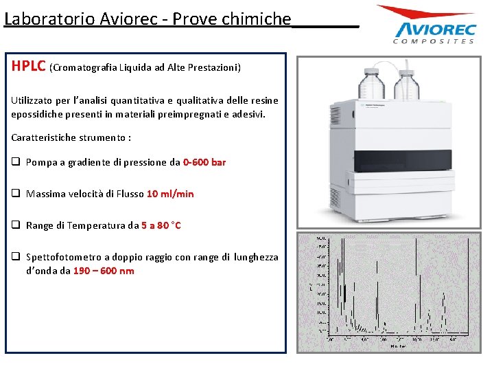 Laboratorio Aviorec - Prove chimiche_______ HPLC (Cromatografia Liquida ad Alte Prestazioni) Utilizzato per l’analisi