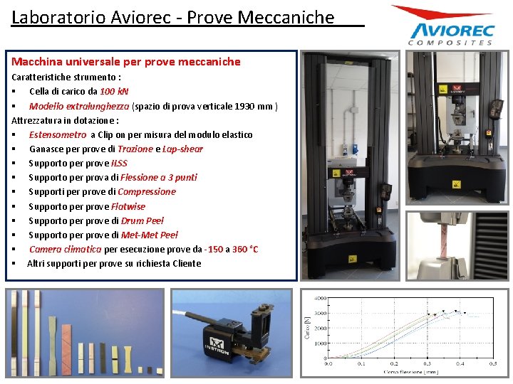 Laboratorio Aviorec - Prove Meccaniche___ Macchina universale per prove meccaniche Caratteristiche strumento : §