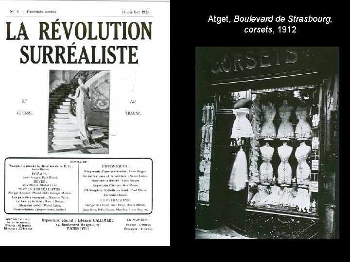 Germaine Berton and Surrealists, La Revolution Surrealist Atget, Boulevard de Strasbourg, corsets, 1912 