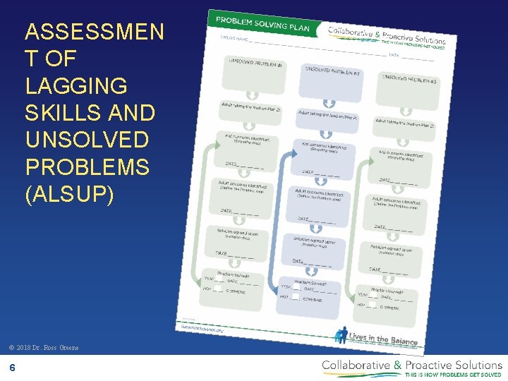 ASSESSMEN T OF LAGGING SKILLS AND UNSOLVED PROBLEMS (ALSUP) © 2018 Dr. Ross Greene