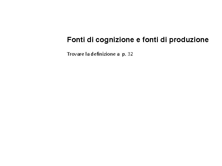 Fonti di cognizione e fonti di produzione Trovare la definizione a p. 32 