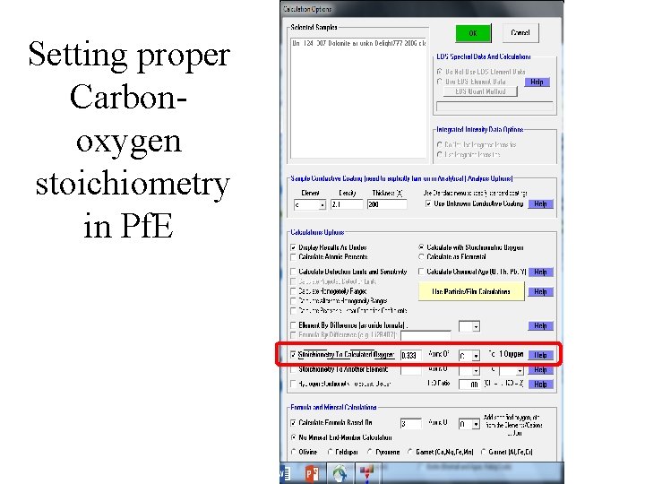 Setting proper Carbonoxygen stoichiometry in Pf. E 