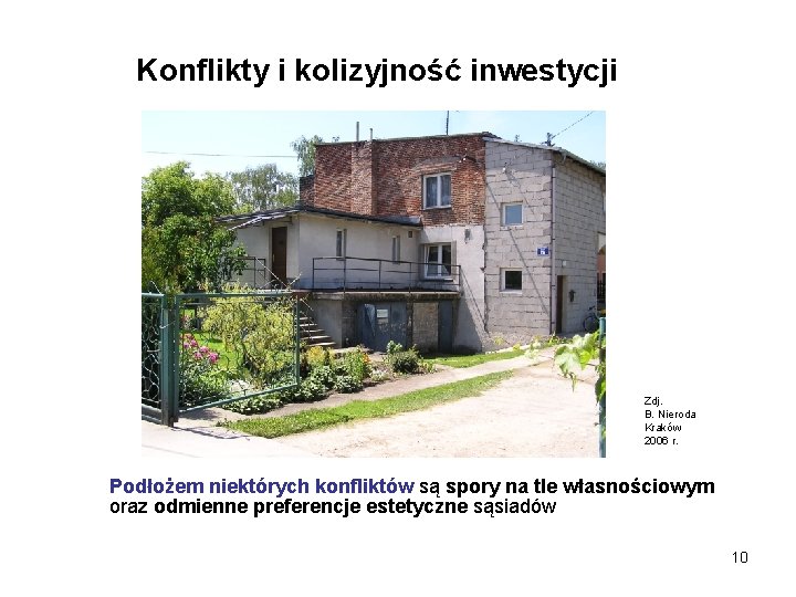 Konflikty i kolizyjność inwestycji Zdj. B. Nieroda Kraków 2006 r. Podłożem niektórych konfliktów są