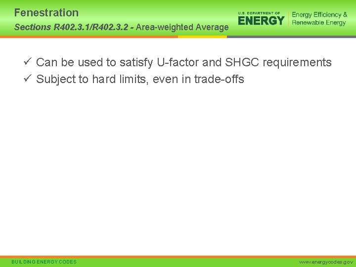 Fenestration Sections R 402. 3. 1/R 402. 3. 2 - Area-weighted Average ü Can