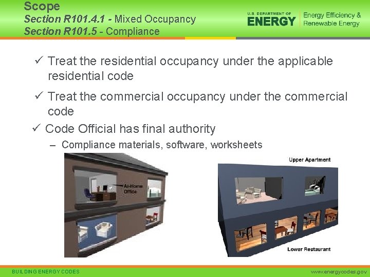 Scope Section R 101. 4. 1 - Mixed Occupancy Section R 101. 5 -