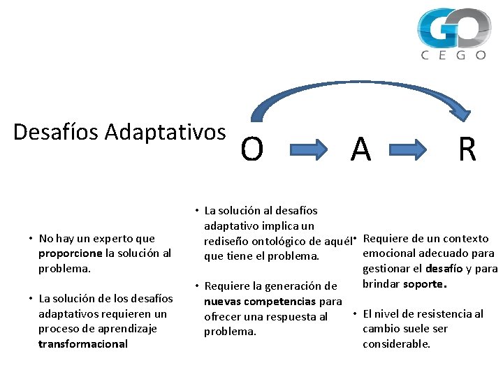 Desafíos Adaptativos • No hay un experto que proporcione la solución al problema. •