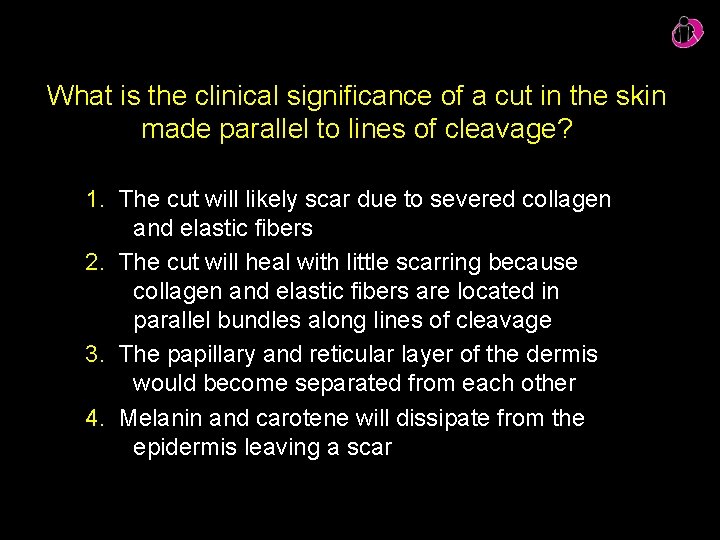 What is the clinical significance of a cut in the skin made parallel to