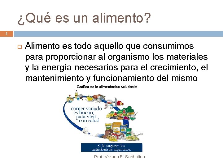 ¿Qué es un alimento? 4 Alimento es todo aquello que consumimos para proporcionar al