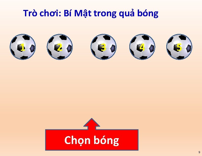 Trò chơi: Bí Mật trong quả bóng 1 2 3 4 5 Chọn bóng