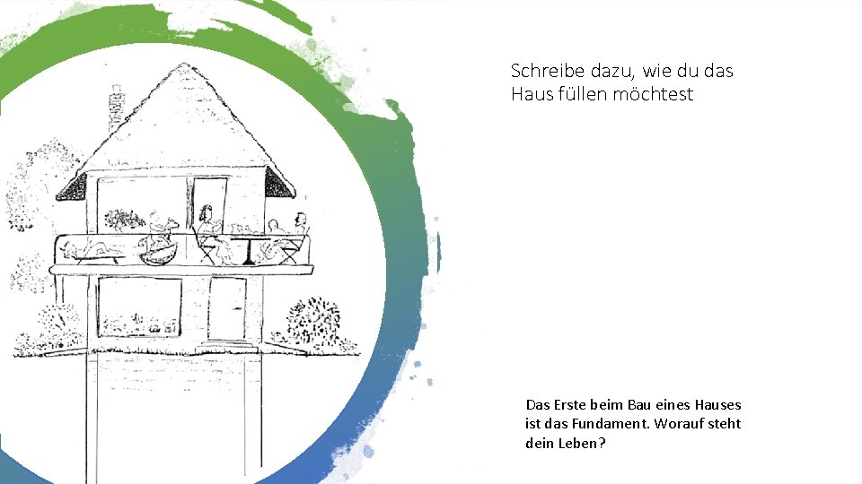 Schreibe dazu, wie du das Haus füllen möchtest Das Erste beim Bau eines Hauses