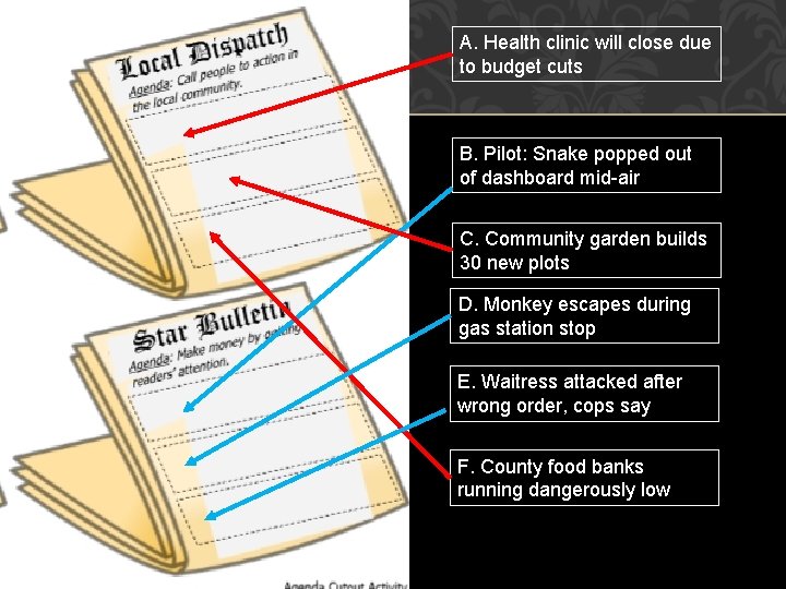 A. Health clinic will close due to budget cuts B. Pilot: Snake popped out