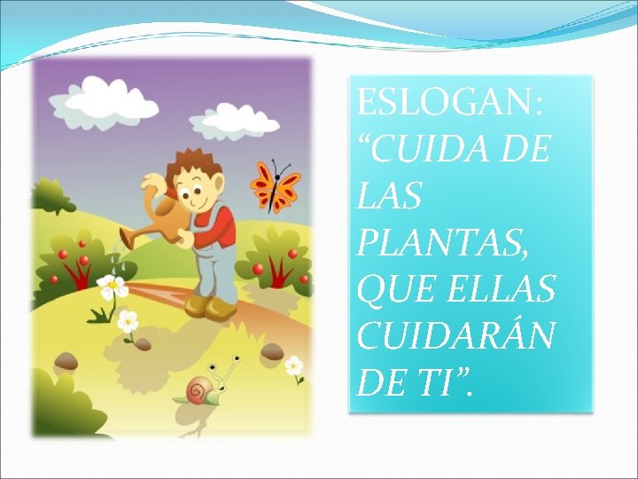 ESLOGAN: “CUIDA DE LAS PLANTAS, QUE ELLAS CUIDARÁN DE TI”. 