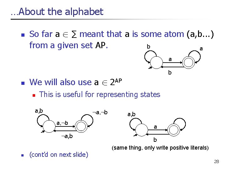 . . . About the alphabet n So far a 2 ∑ meant that