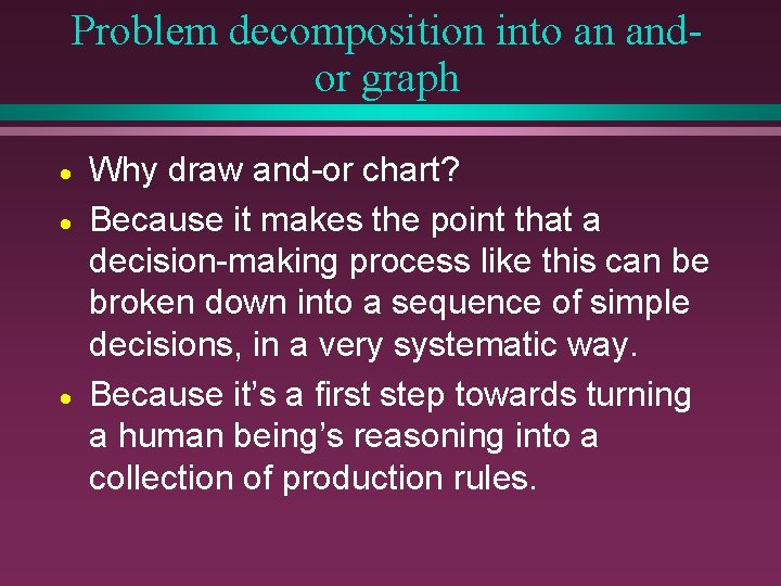 Problem decomposition into an andor graph · · · Why draw and-or chart? Because