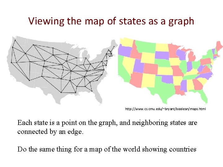 Viewing the map of states as a graph http: //www. cs. cmu. edu/~bryant/boolean/maps. html