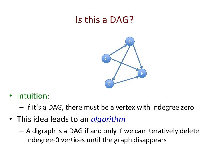 Is this a DAG? D C F E • Intuition: – If it’s a