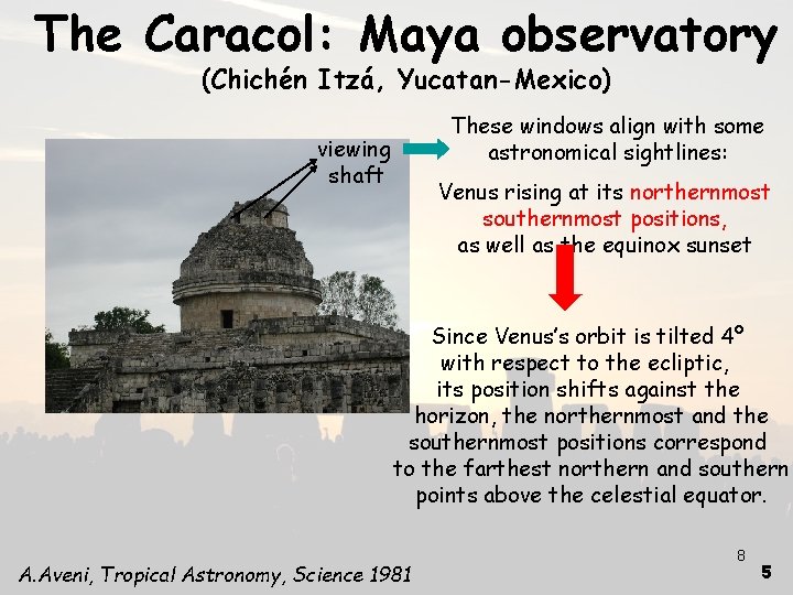 The Caracol: Maya observatory (Chichén Itzá, Yucatan-Mexico) These windows align with some astronomical sightlines: