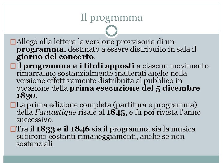 Il programma �Allegò alla lettera la versione provvisoria di un programma, destinato a essere