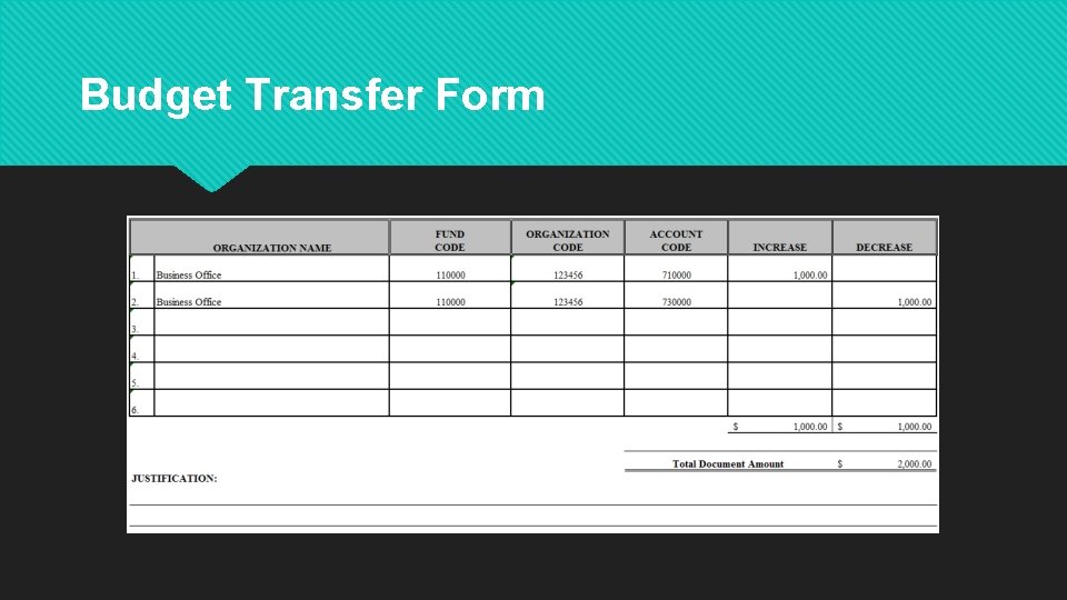 Budget Transfer Form 