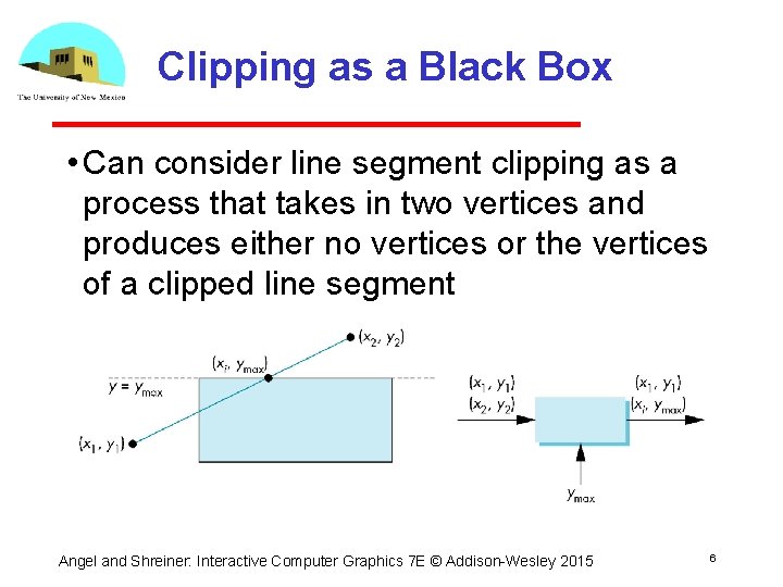 Clipping as a Black Box • Can consider line segment clipping as a process