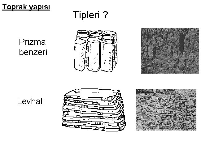 Toprak yapısı Prizma benzeri Levhalı Tipleri ? 