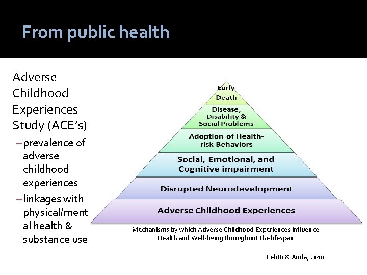 From public health Adverse Childhood Experiences Study (ACE’s) – prevalence of adverse childhood experiences