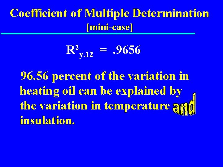 Coefficient of Multiple Determination [mini-case] R 2 y. 12 =. 9656 96. 56 percent