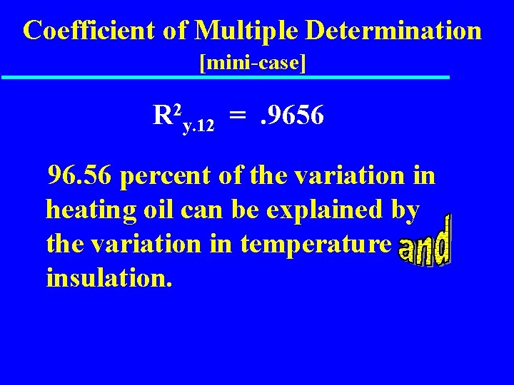 Coefficient of Multiple Determination [mini-case] R 2 y. 12 =. 9656 96. 56 percent