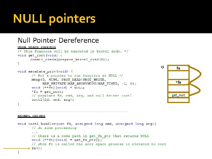NULL pointers 0 fn *fn get_root 