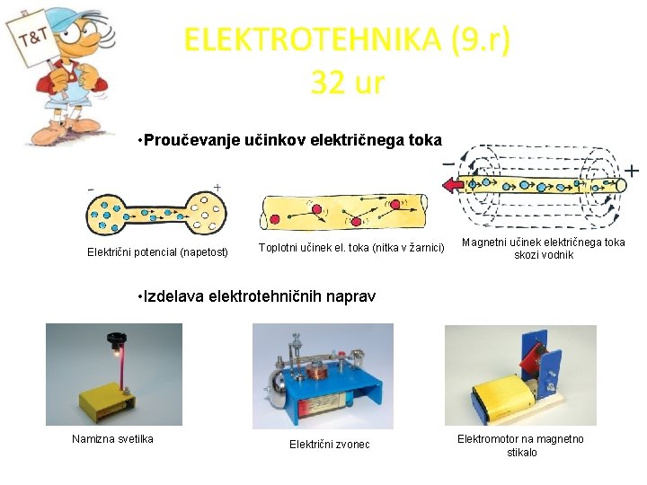 ELEKTROTEHNIKA (9. r) 32 ur • Proučevanje učinkov električnega toka Električni potencial (napetost) Toplotni