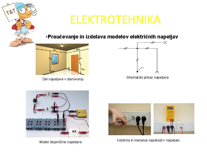 ELEKTROTEHNIKA • Proučevanje in izdelava modelov električnih napeljav Del napeljave v stanovanju Model stopniščne