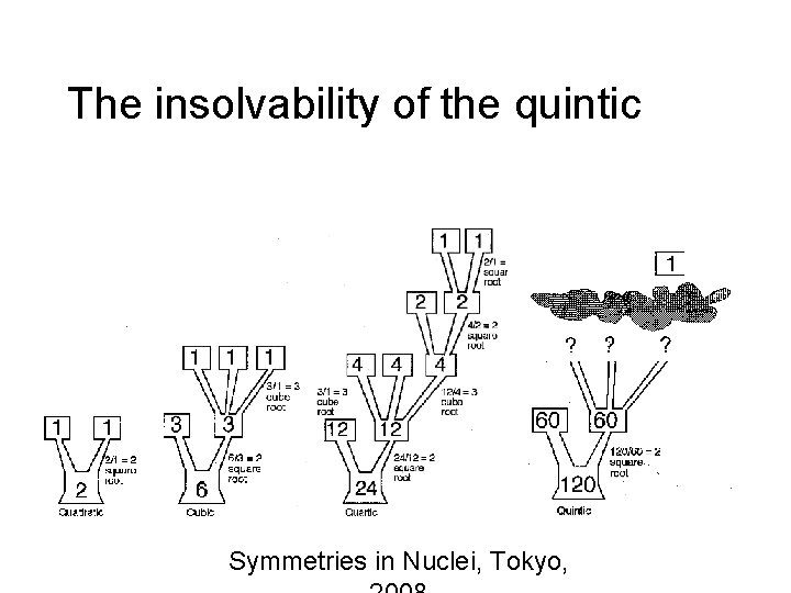 The insolvability of the quintic Symmetries in Nuclei, Tokyo, 