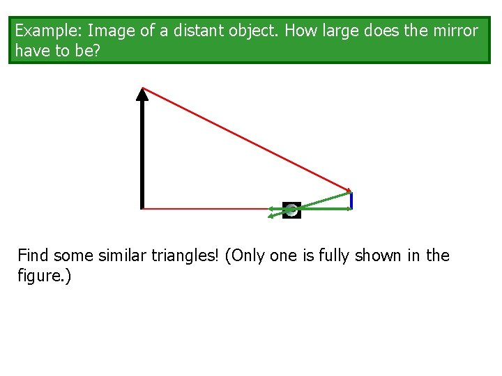 Example: Image of a distant object. How large does the mirror have to be?