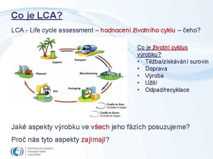 Co je LCA? LCA - Life cycle assessment – hodnocení životního cyklu – čeho?