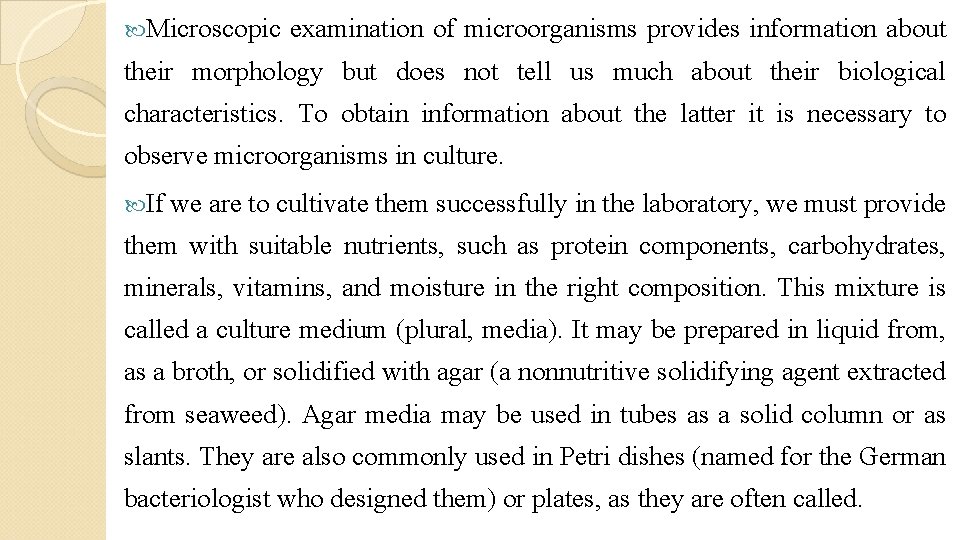  Microscopic examination of microorganisms provides information about their morphology but does not tell