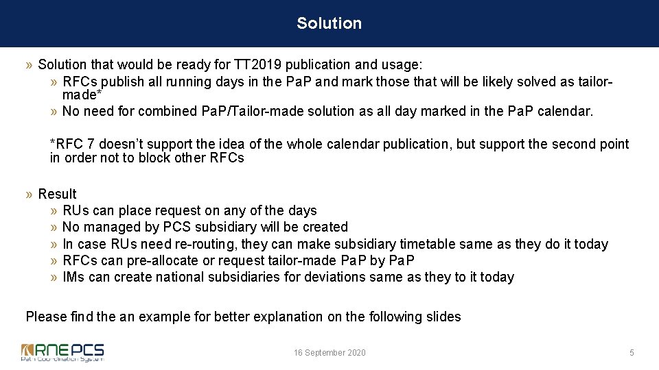 Solution » Solution that would be ready for TT 2019 publication and usage: »