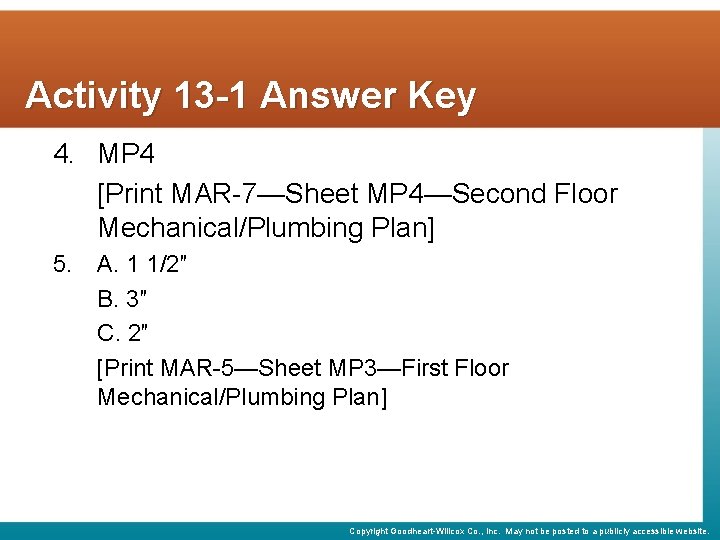 Activity 13 -1 Answer Key 4. MP 4 [Print MAR-7—Sheet MP 4—Second Floor Mechanical/Plumbing