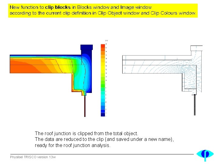 The roof junction is clipped from the total object. The data are reduced to