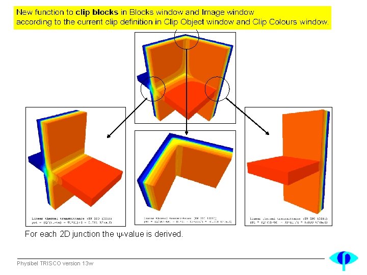 For each 2 D junction the -value is derived. Physibel TRISCO version 13 w