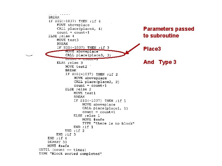 Parameters passed to subroutine Place 3 And Type 3 Parameters passed to subroutine Place 3 And Type 3