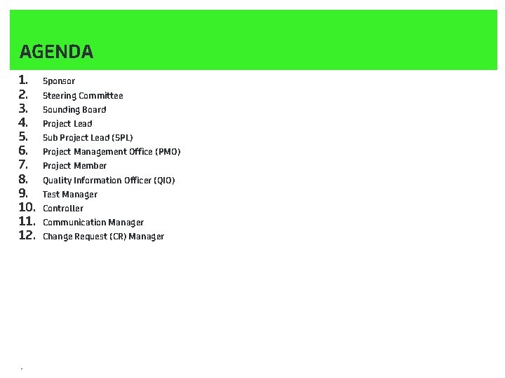 AGENDA 1. 2. 3. 4. 5. 6. 7. 8. 9. 10. 11. 12. 2
