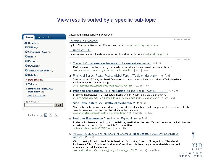 View results sorted by a specific sub-topic 